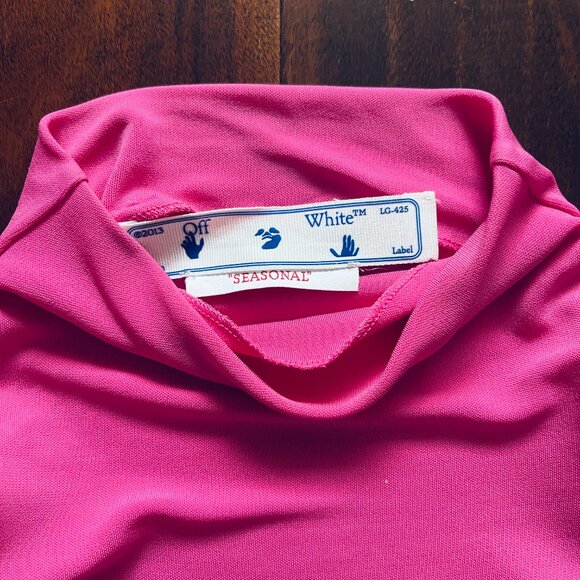 Off-White Vi-crepe See Thru Midi Dress in Fuchia - Picture 4 of 17